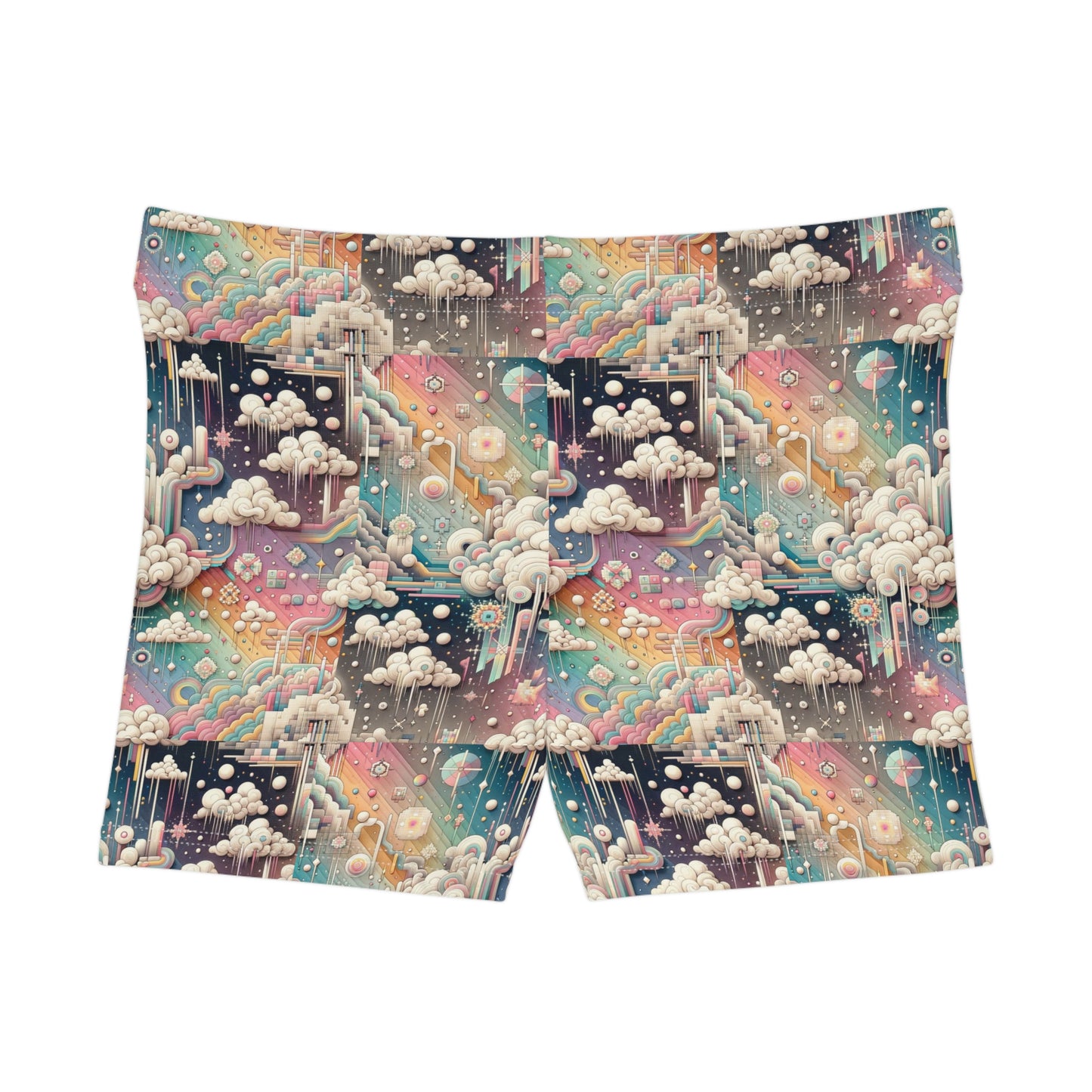 Digital Dreamland Whimsical and Nostalgic Streetwear With a Digital Twist Women's Shorts - 8404 Design-52