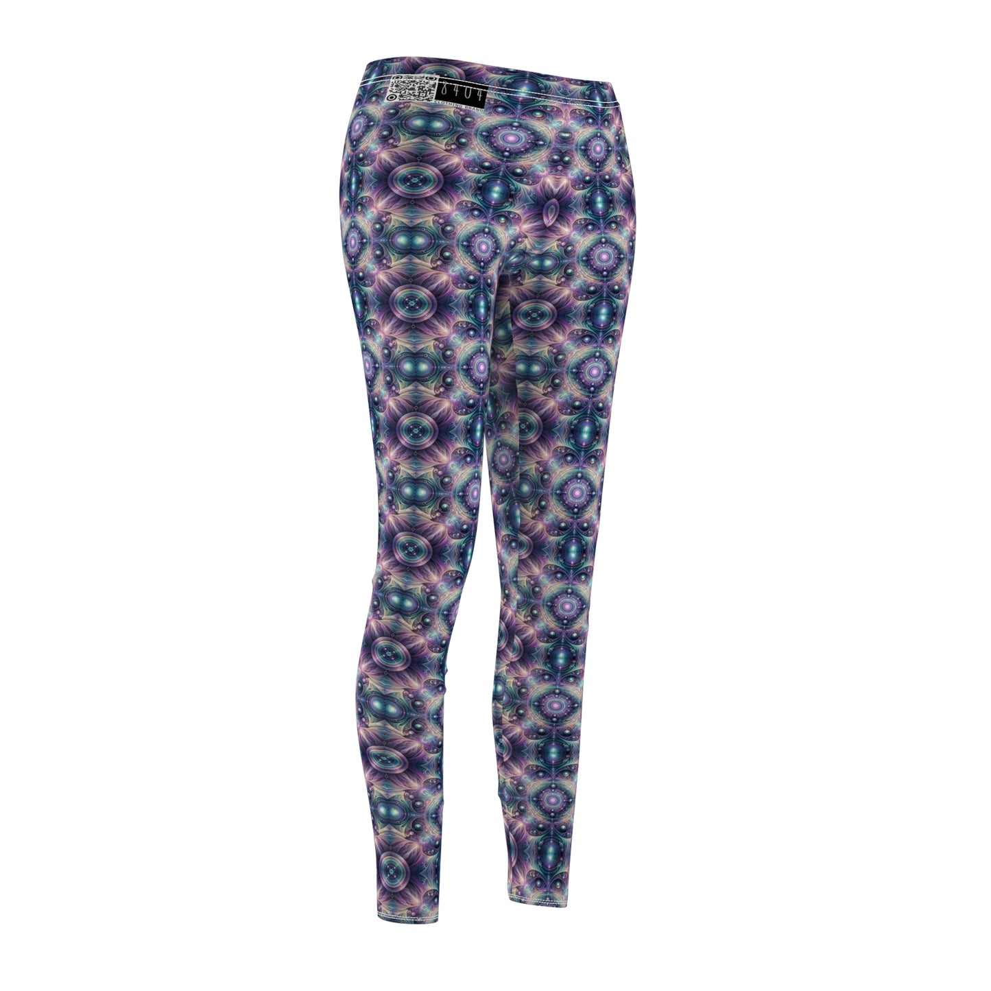 Iridescent Tech Fusion Tech-Forward Streetwear Women's Cut & Sew Casual Leggings - 8404 Design-61