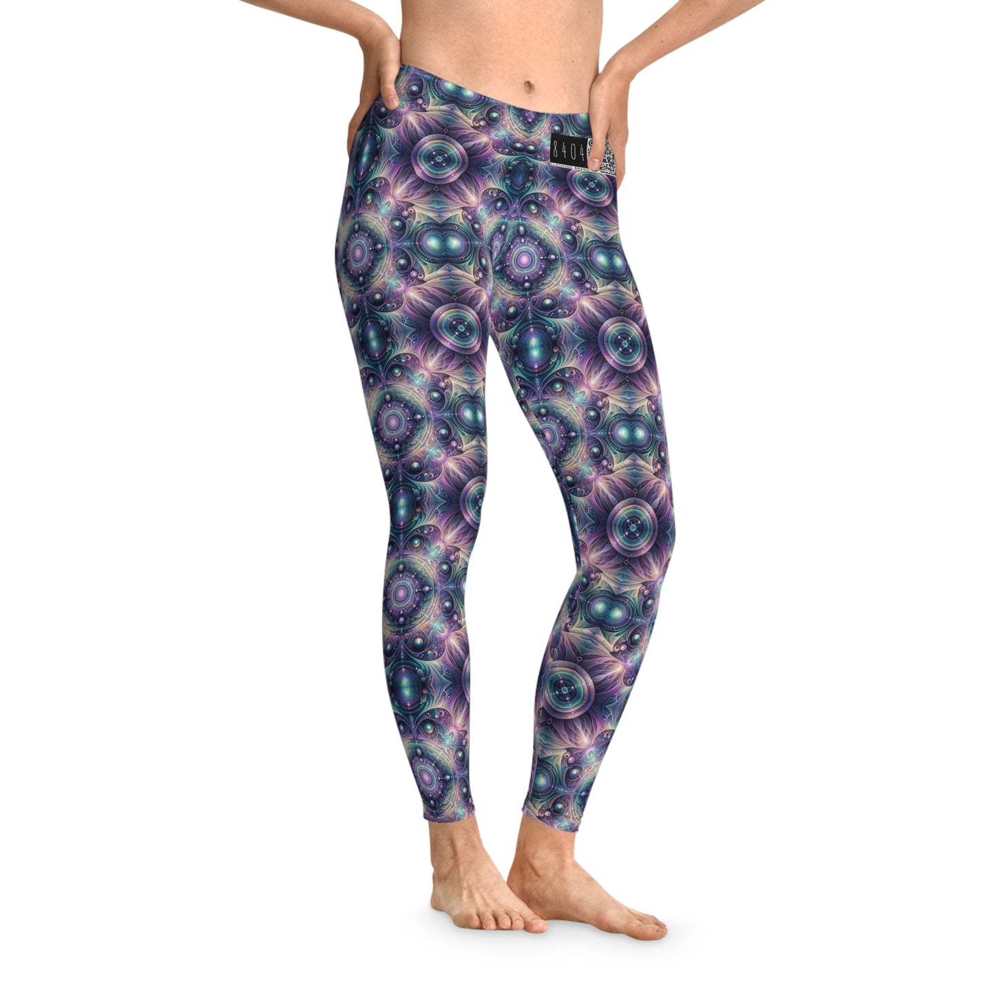 Iridescent Tech Fusion Tech-Forward Streetwear Stretch Leggings - 8404 Design-61