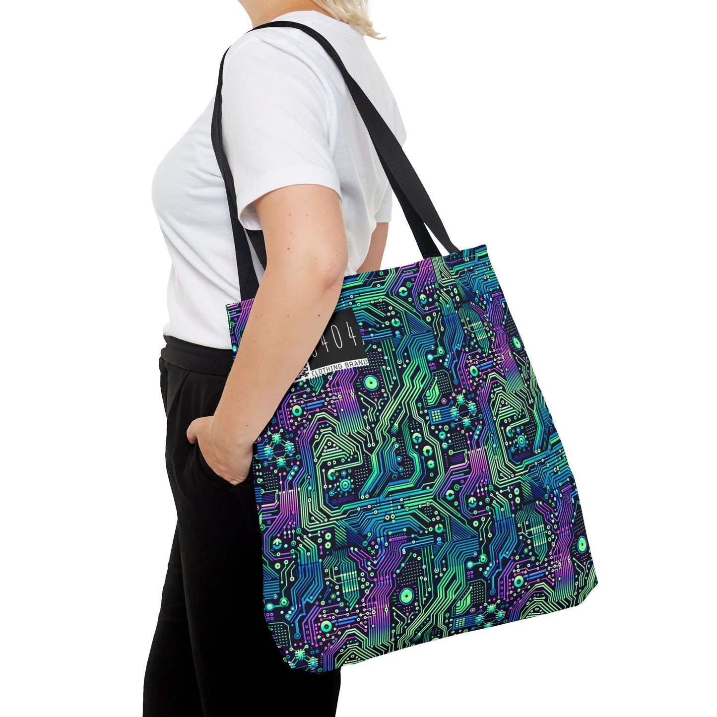 Tech-Infused Neon Tech-Forward Streetwear Tote Bag - 8404 Design-66