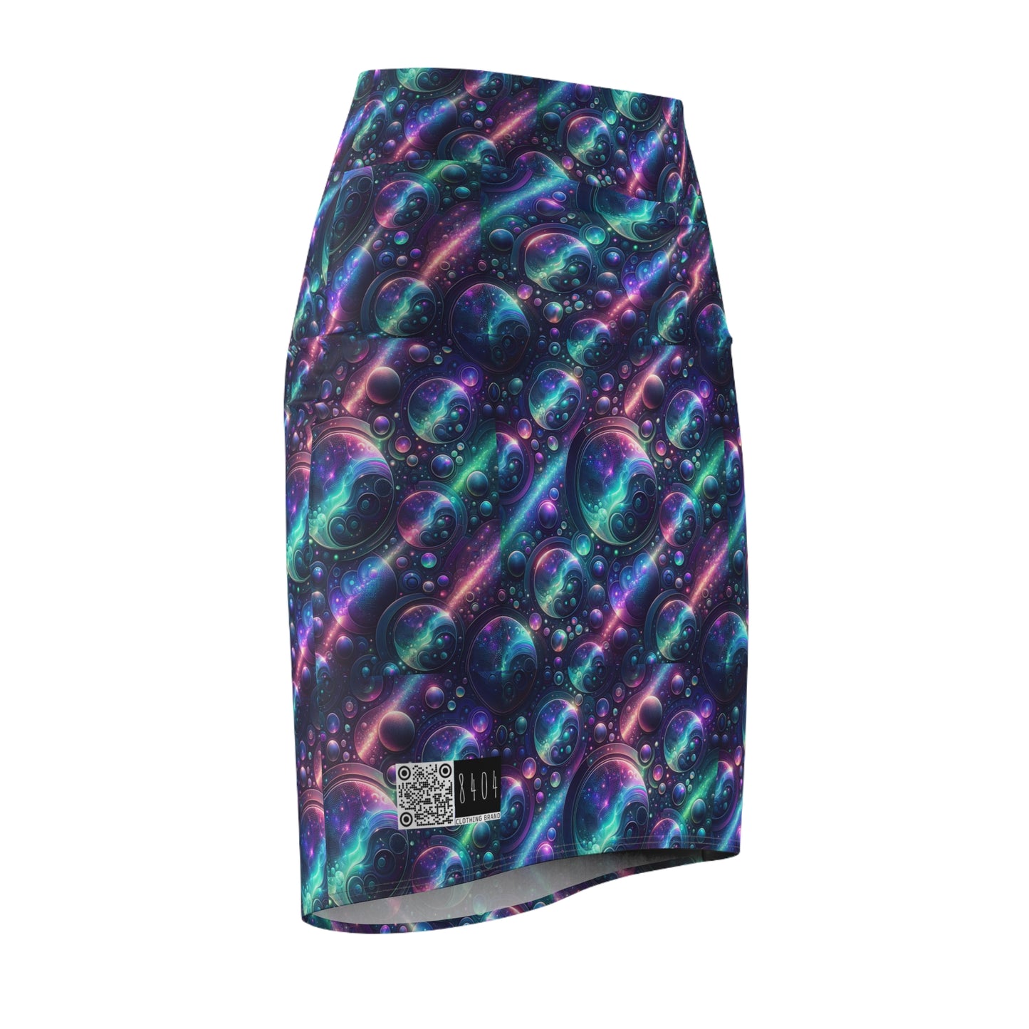 Iridescent Tech Fusion Tech-Forward Streetwear Women's Pencil Skirt - 8404 Design-51