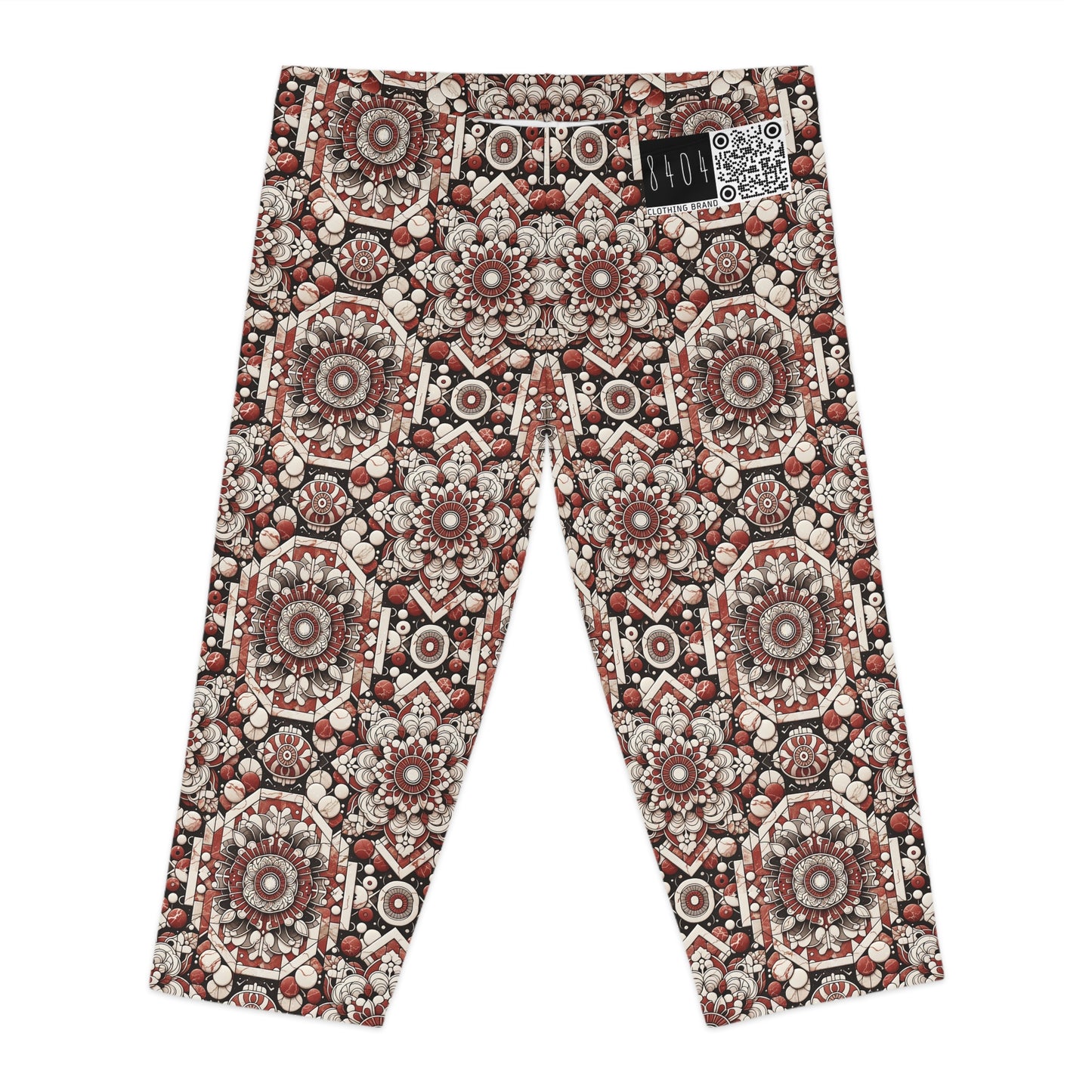 Neo Jomon Sculptural Aesthetics Artisanal Streetwear Women's Capri Leggings - 8404 Design-55