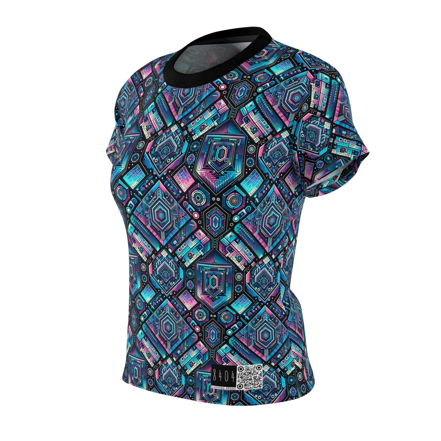 Digital Dreamland Futuristic Tech Aesthetic Women's Cut & Sew Tee - 8404 Design-46