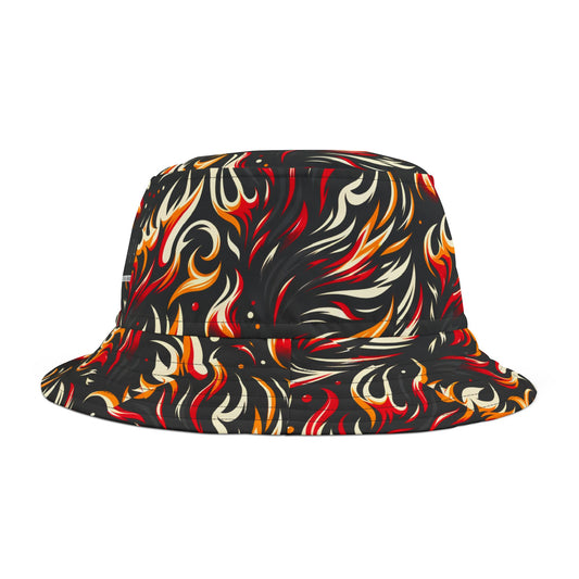 Fire & Flames Bold Streetwear Statement Bucket Hat - 8404 Design-60