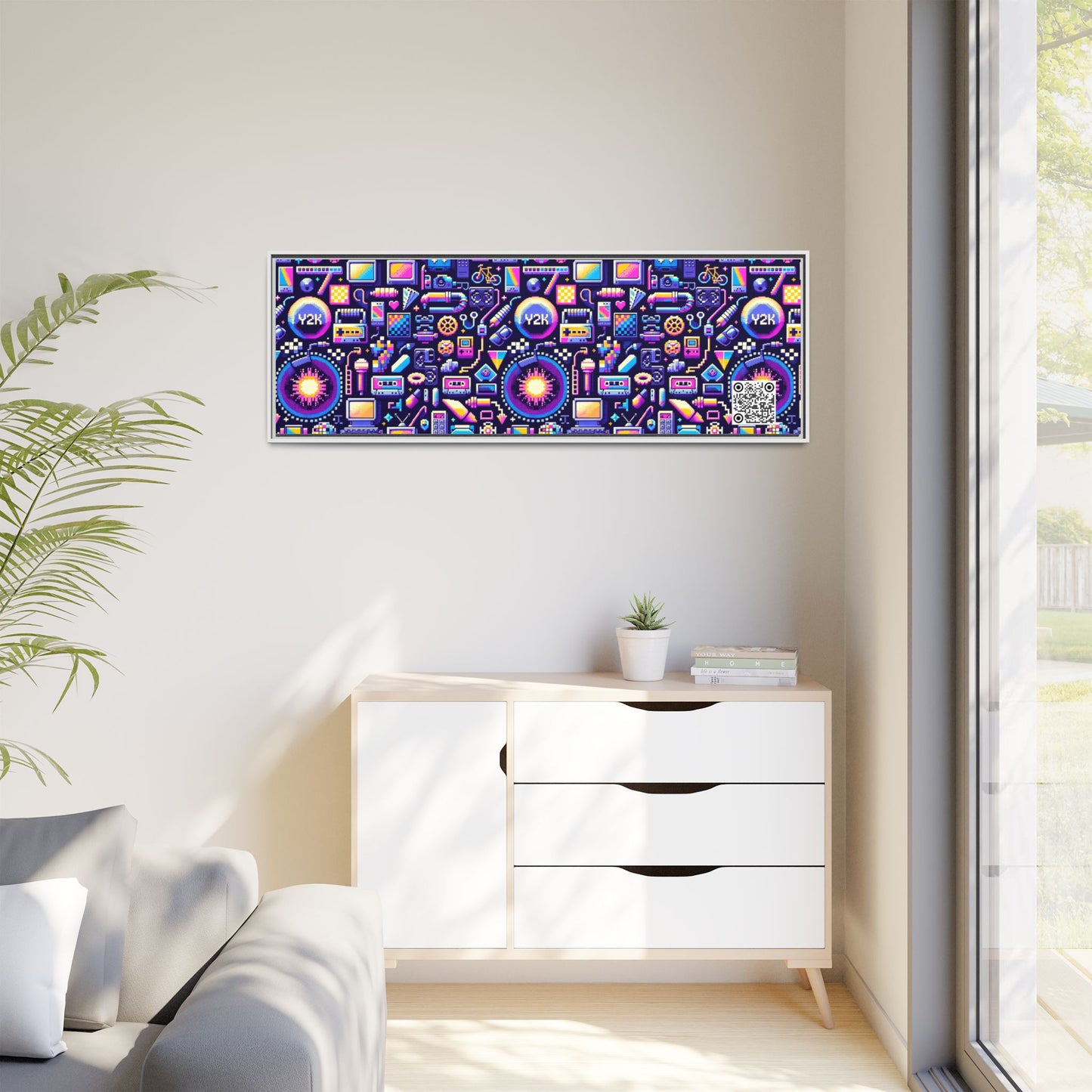 Digital Nostalgia Modern Retro Fusion Matte Canvas, Framed (multi-Color) - 8404 Design-64 B