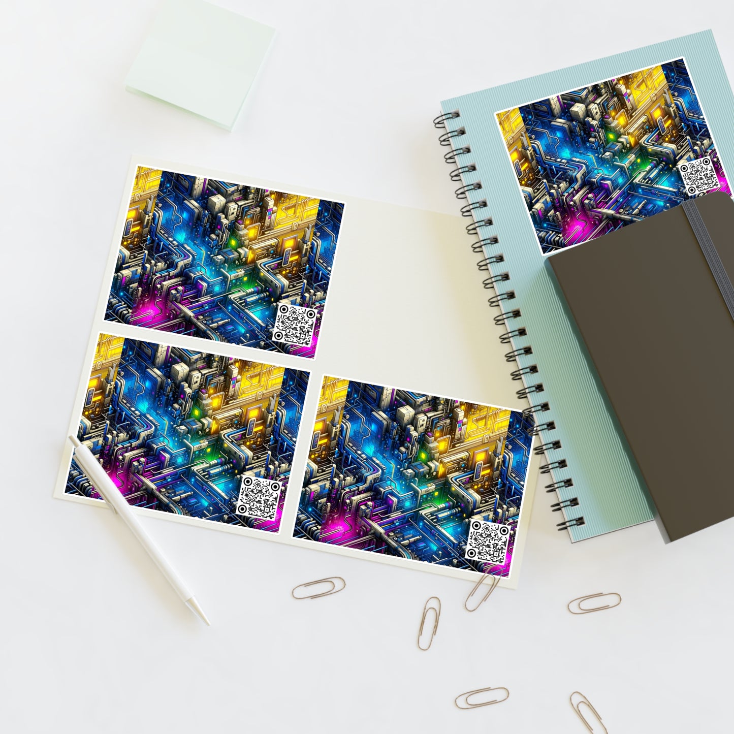 Tech Art Fusion Tech-Forward Streetwear Sticker Sheets - 8404 Design-45