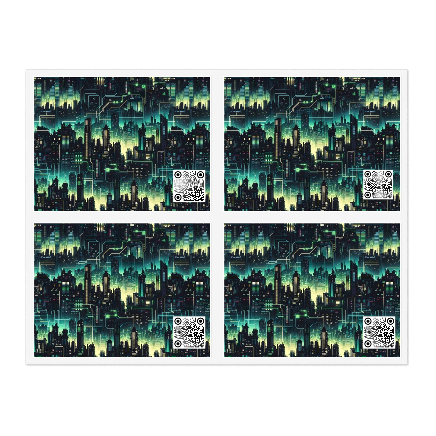 Tech Noir Aesthetics Tech-Forward Urban Dystopia Sticker Sheets - 8404 Design-72