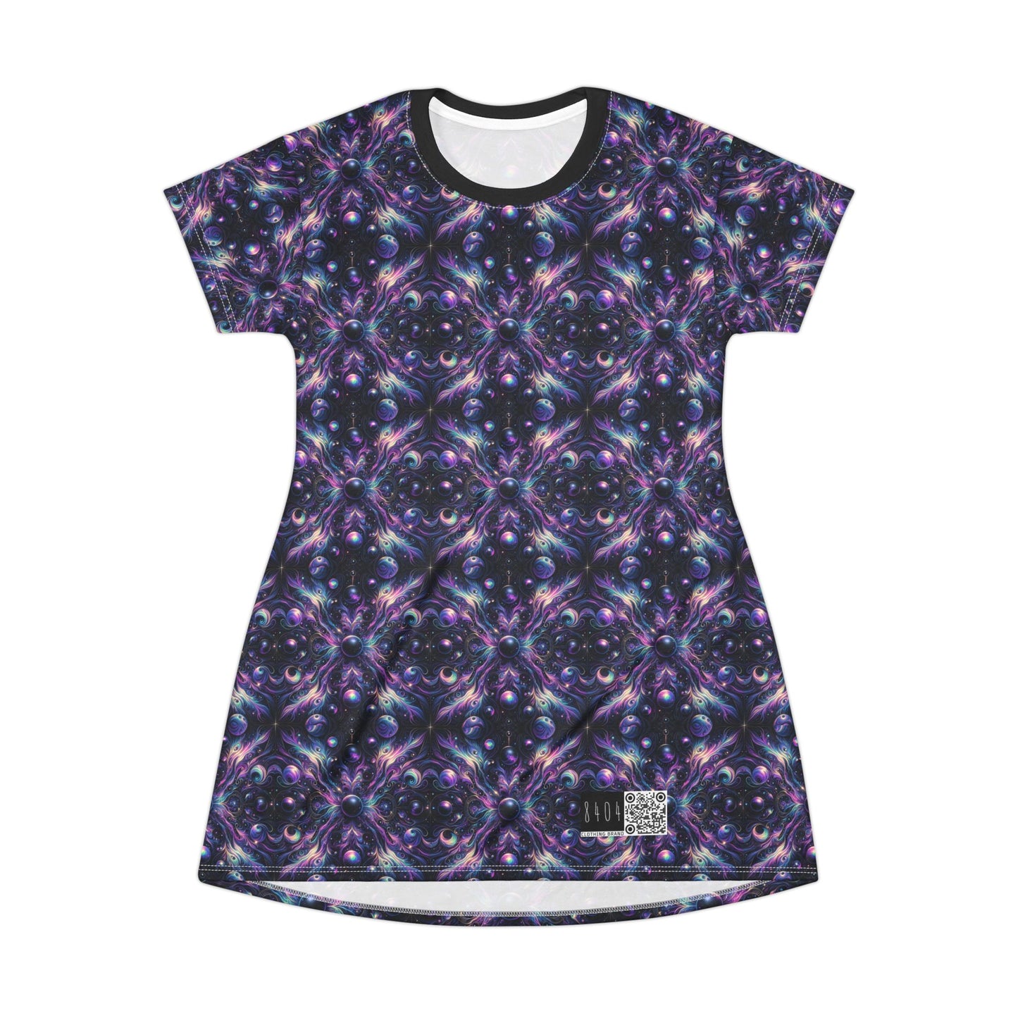 Galactic Hues Tech-Forward Cosmic Fusion T-Shirt Dress - 8404 Design-41