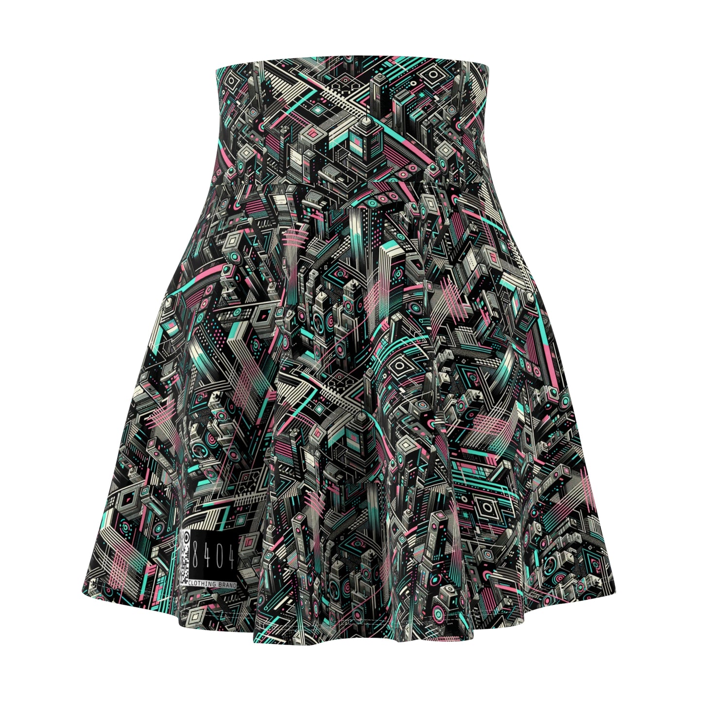 Digital Dreamland Tech-Inspired Streetwear Women's Skater Skirt - 8404 Design-51
