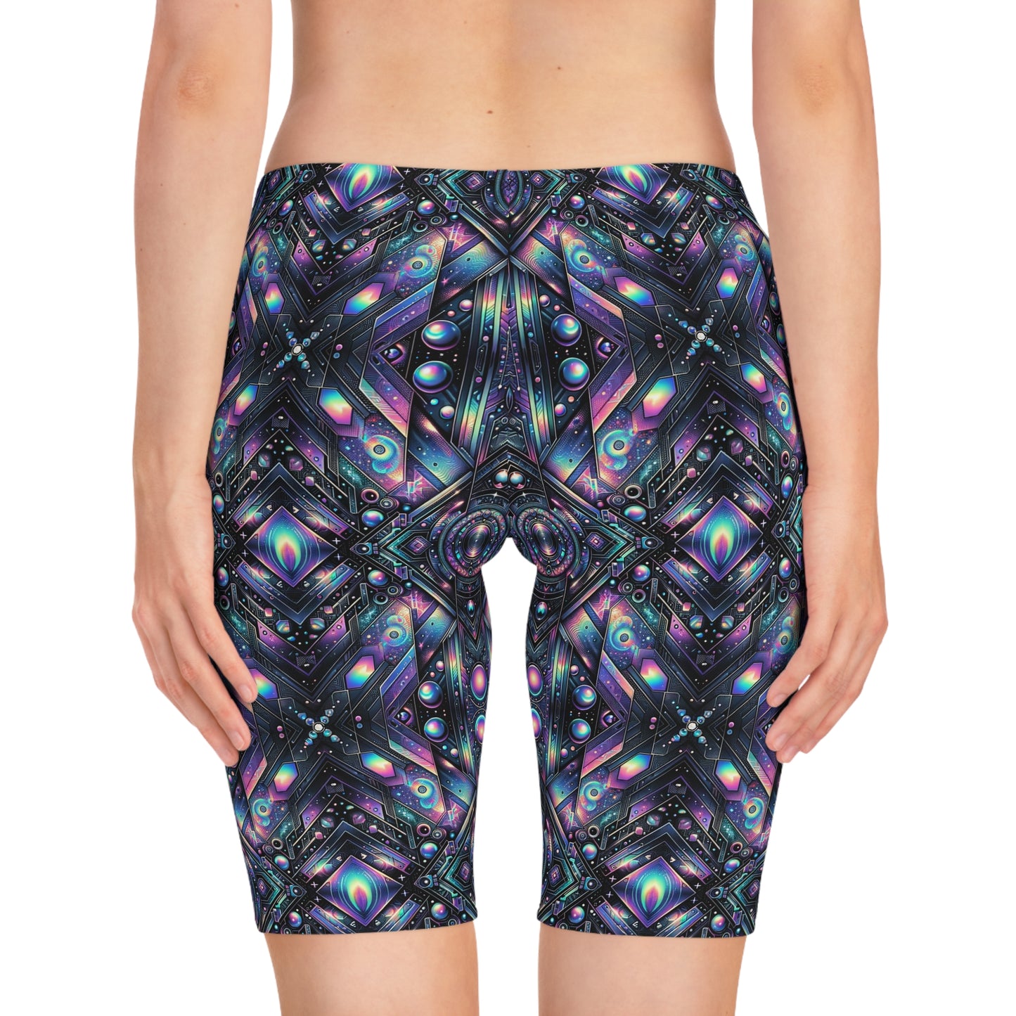 Galactic Hues Tech-Forward Cosmic Fusion Women's Bike Shorts - 8404 Design-58