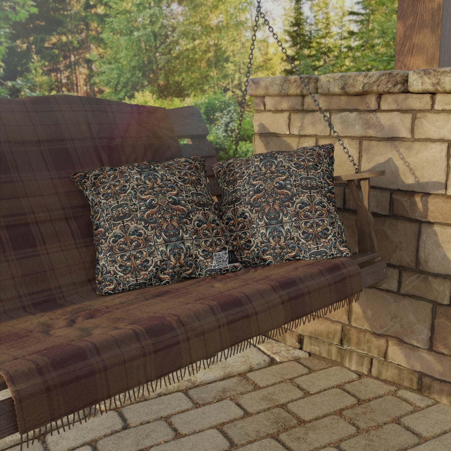 Urban Renaissance Historical Fusion With Street Edge Outdoor Pillow - 8404 Design-59