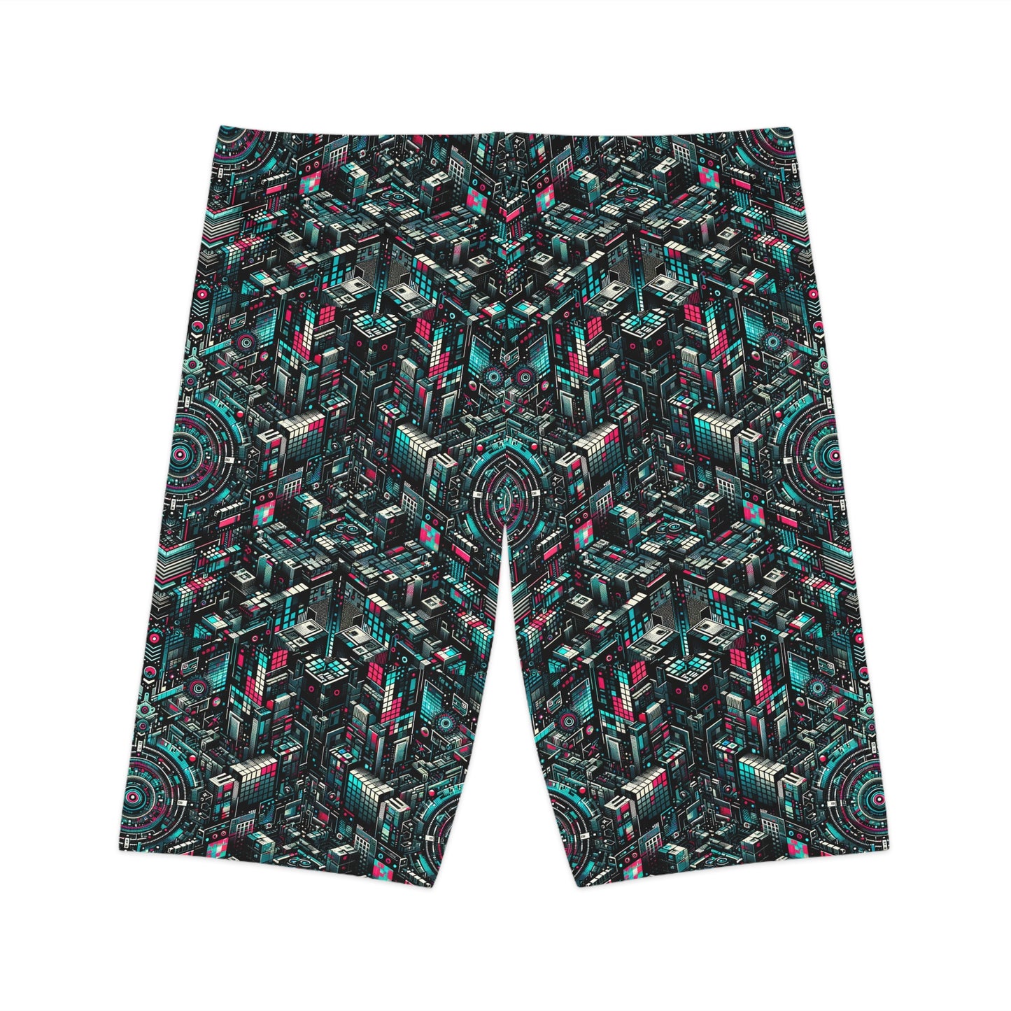 Digital Rebellion Tech-Inspired Streetwear Women's Bike Shorts - 8404 Design-54