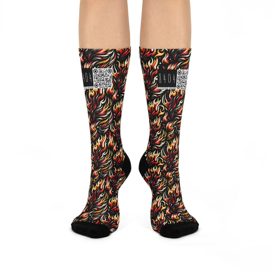 Fire & Flames Bold Streetwear Statement Cushioned Crew Socks - 8404 Design-60
