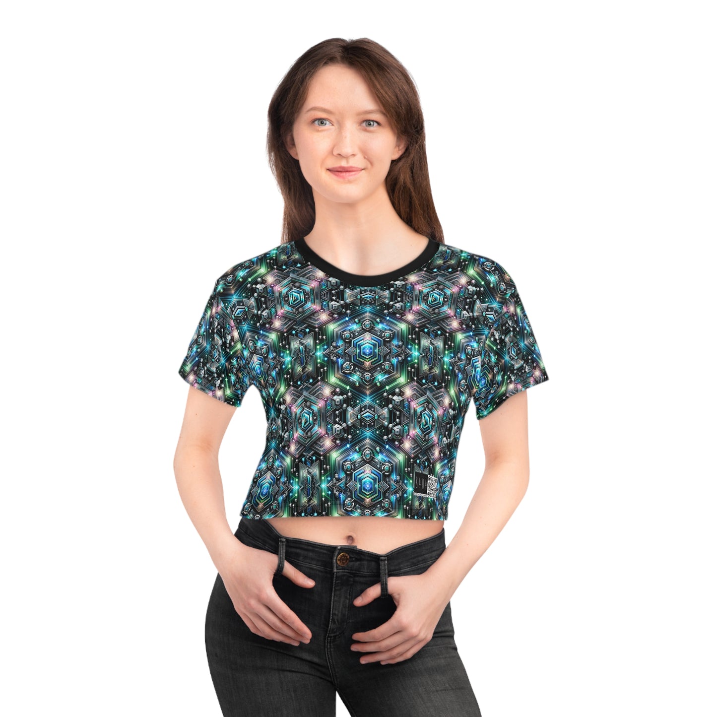 Tech-Infused Futurism Futuristic Tech Crop Tee - 8404 Design-63