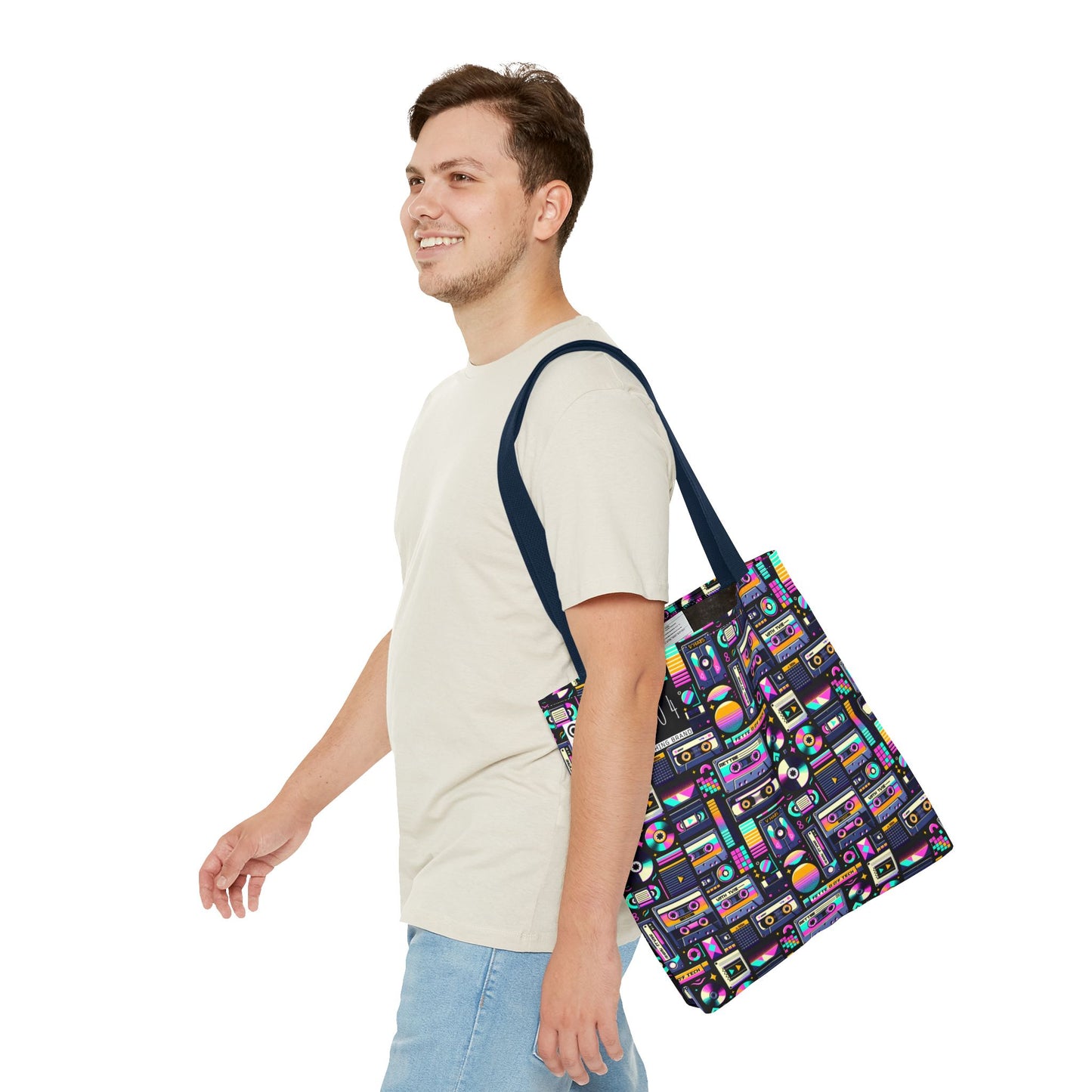 Digital Nostalgia Tech-Inspired Retro Fusion Tote Bag - 8404 Design-48