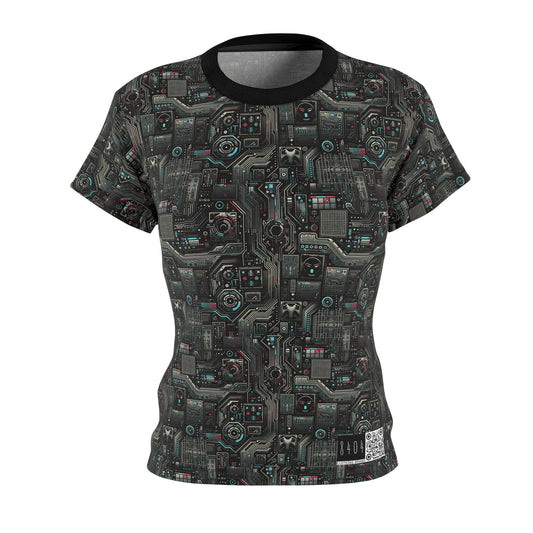 Tech Noir Aesthetics Sleek Tech Streetwear Women's Cut & Sew Tee - 8404 Design-52