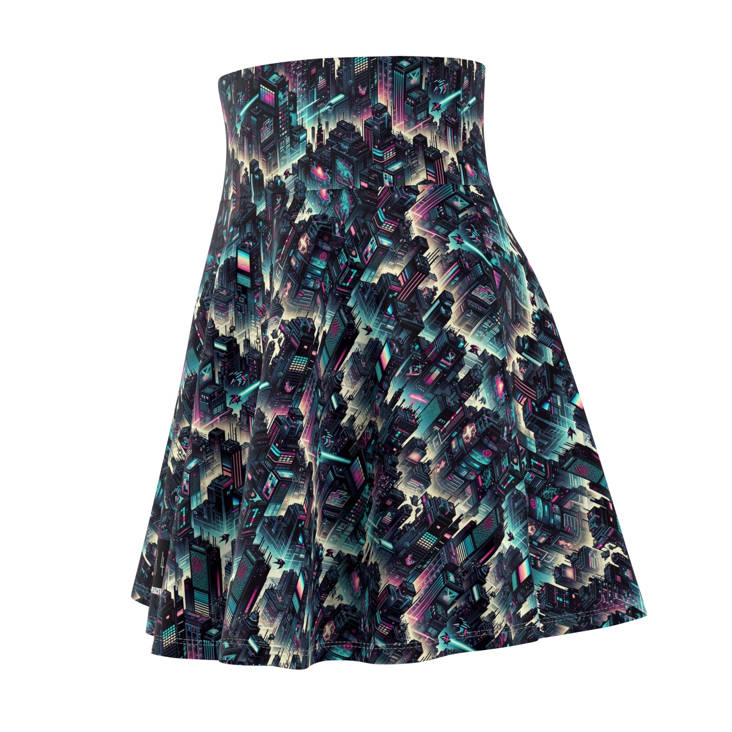 Digital Rebellion Tech-Inspired Streetwear Women's Skater Skirt - 8404 Design-51