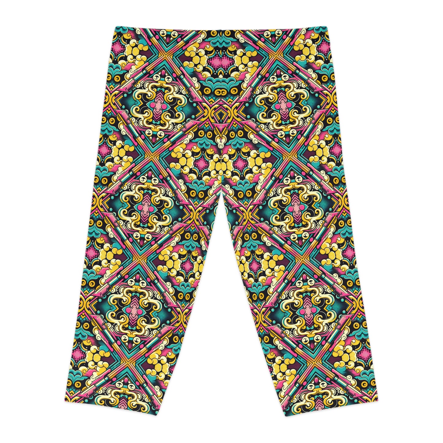Neon Pop Art Revival Pop Culture Retro Women's Capri Leggings - 8404 Design-59