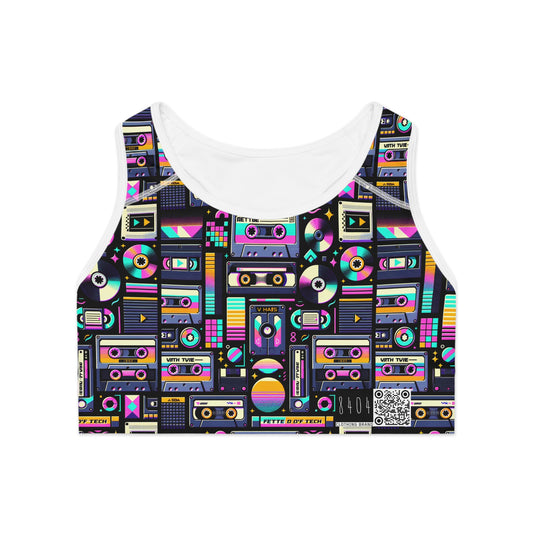 Digital Nostalgia Tech-Inspired Retro Fusion Sports Bra - 8404 Design-48