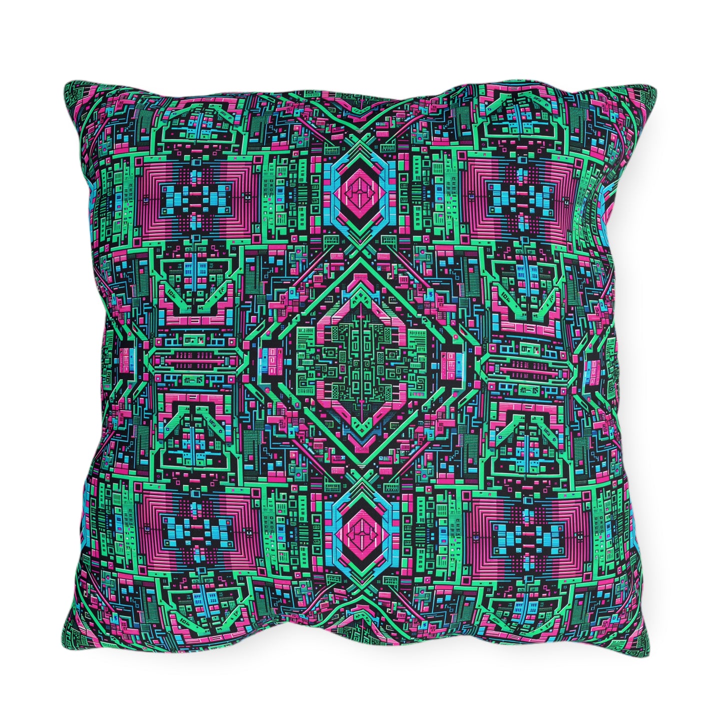 Digital Glitch Vibes Tech-Inspired Streetwear Outdoor Pillow - 8404 Design-71