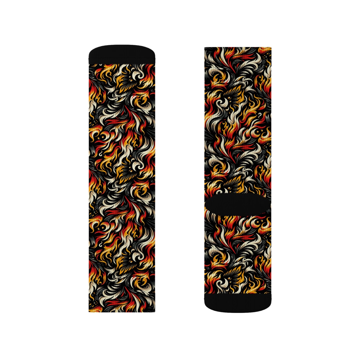 Fire & Flames Bold Streetwear Statement Sublimation Socks - 8404 Design-55