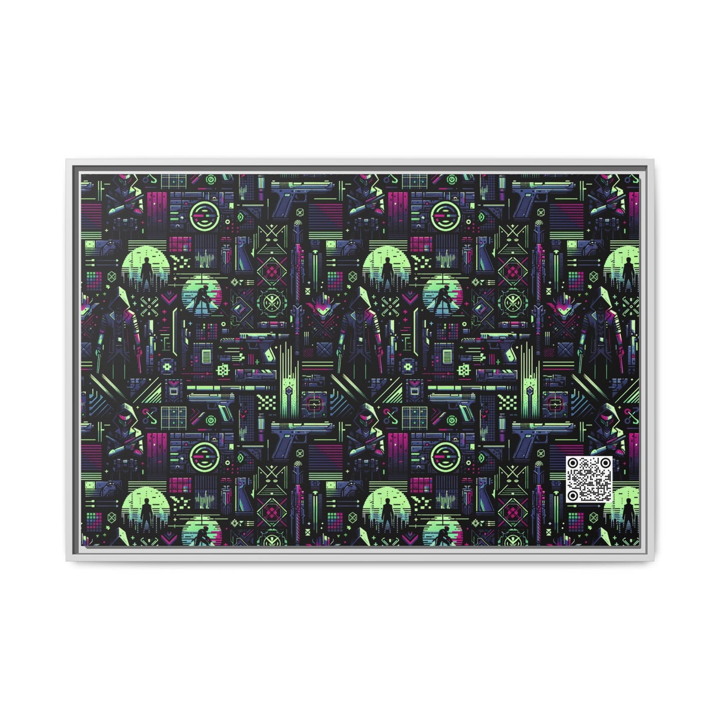 Tech Noir Futuristic Cyberpunk Matte Canvas, Framed (multi-Color) - 8404 Design-63 A