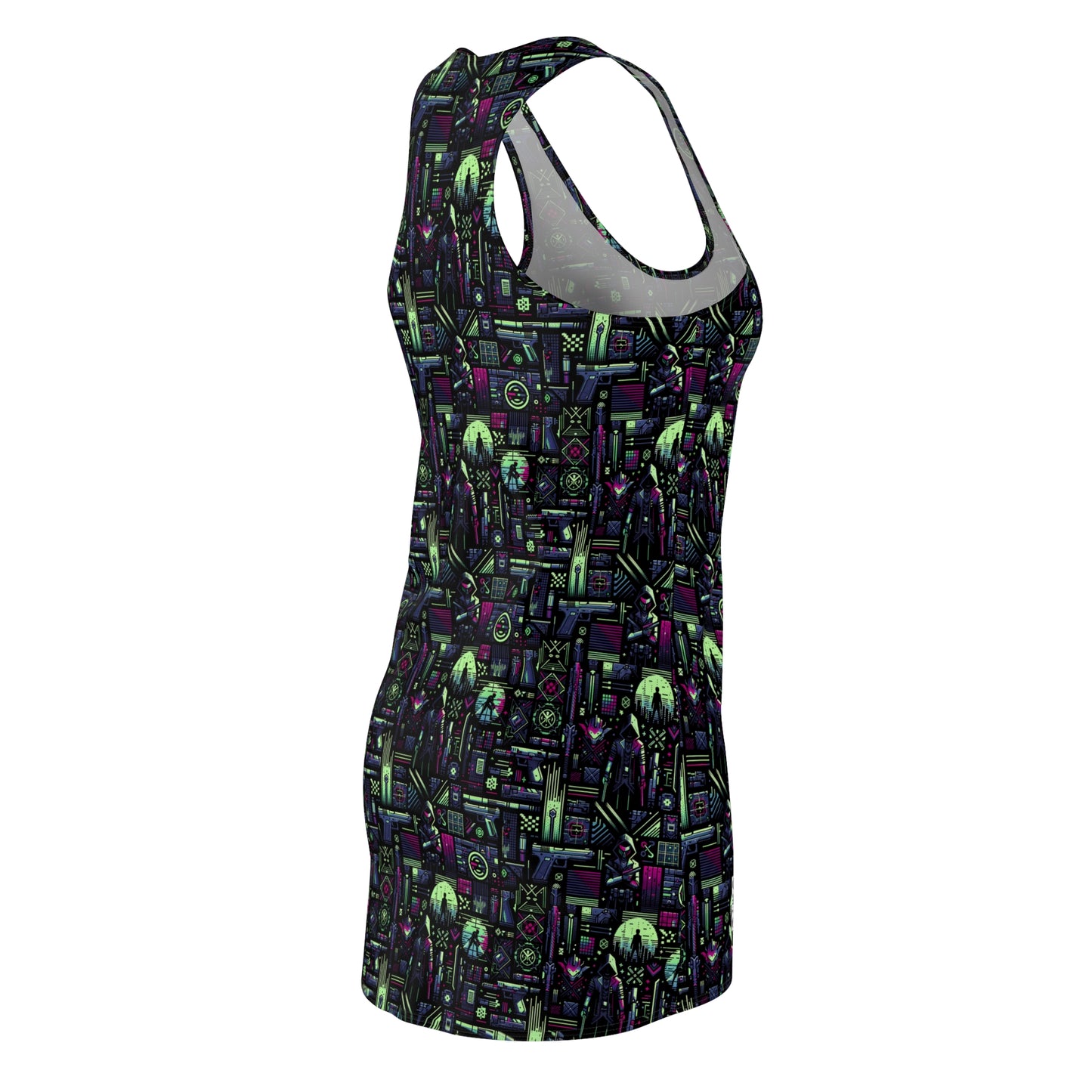 Tech Noir Futuristic Cyberpunk Women's Cut & Sew Racerback Dress - 8404 Design-63