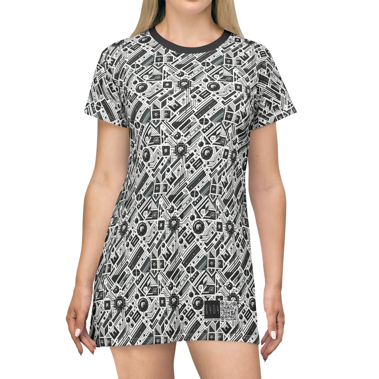 Digital Minimalism Minimalist Tech T-Shirt Dress - 8404 Design-62