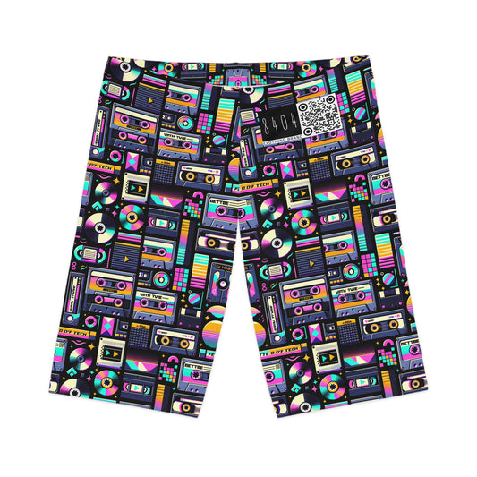 Digital Nostalgia Tech-Inspired Retro Fusion Women's Bike Shorts - 8404 Design-48