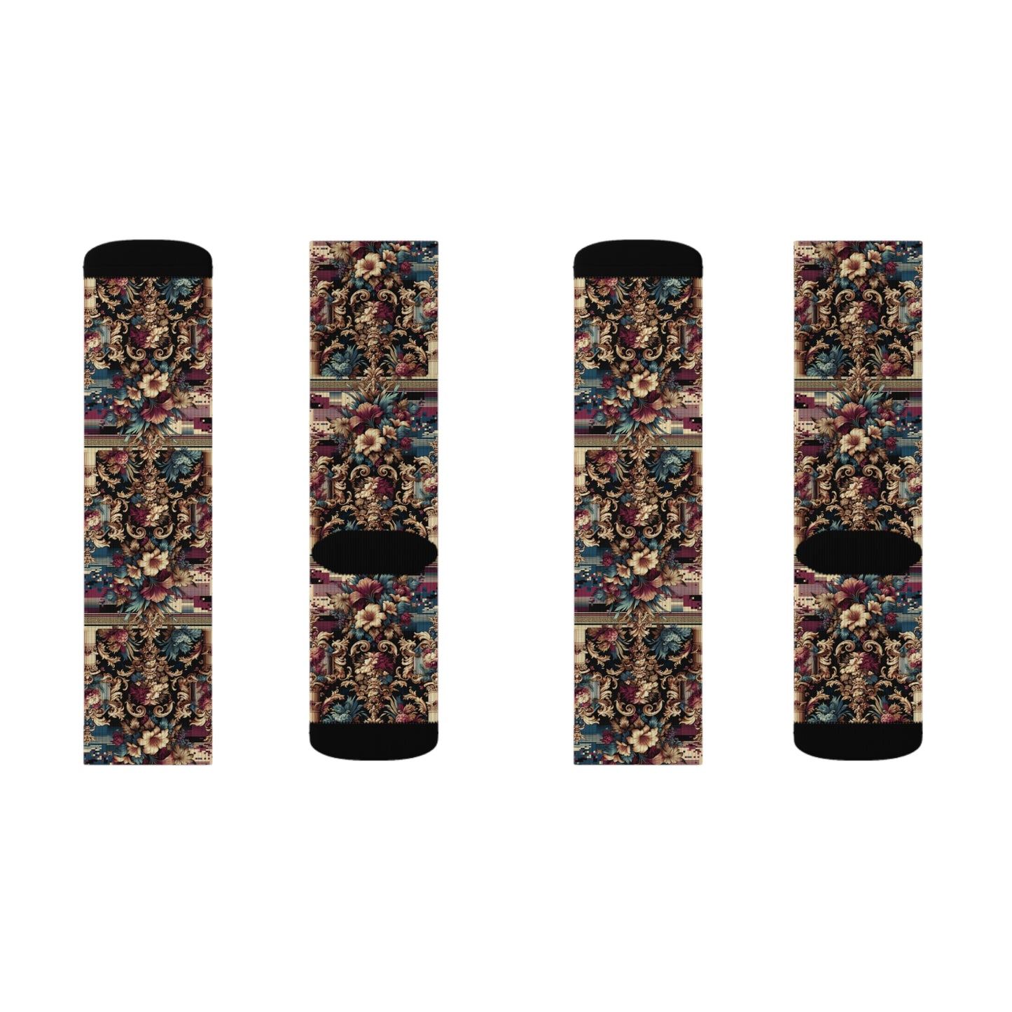 Digital Renaissance Modern Baroque Fusion Sublimation Socks - 8404 Design-58