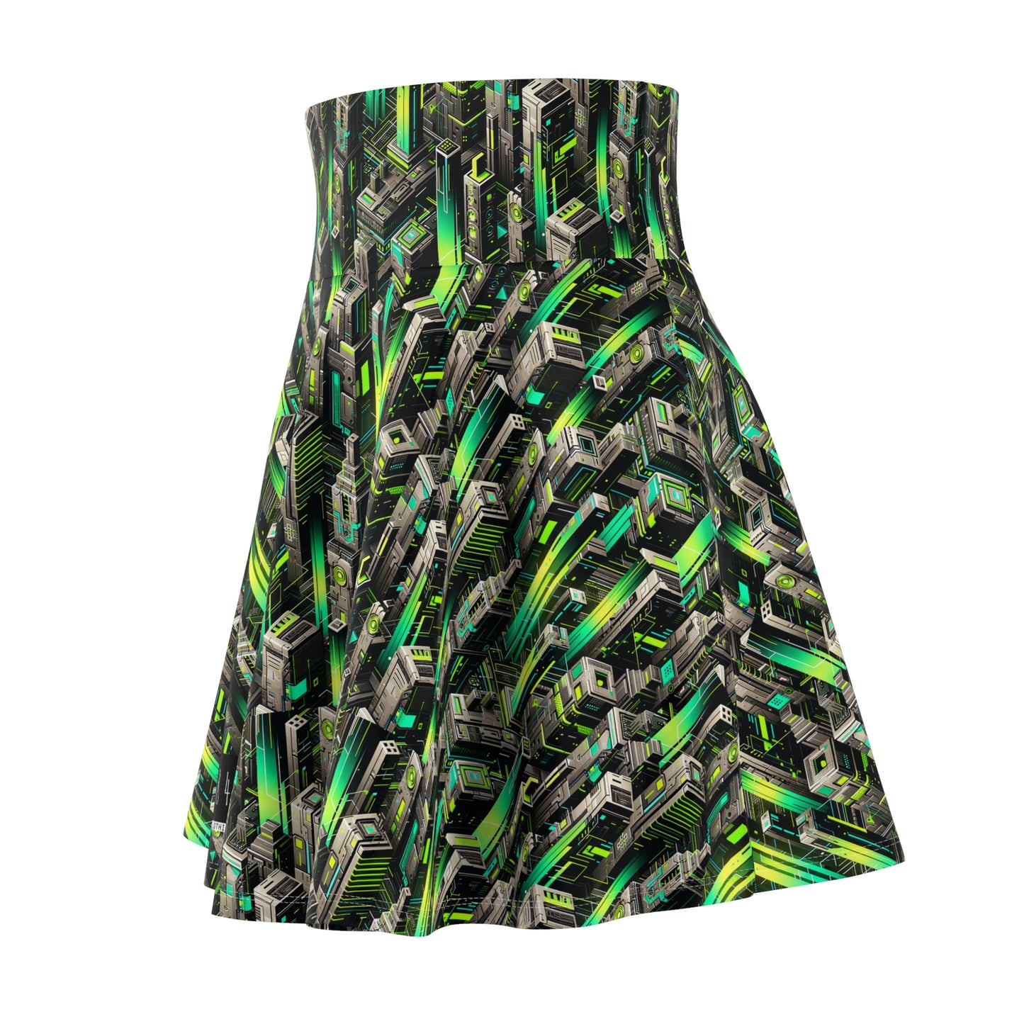 Digital Rebellion Tech-Forward Streetwear Women's Skater Skirt - 8404 Design-63