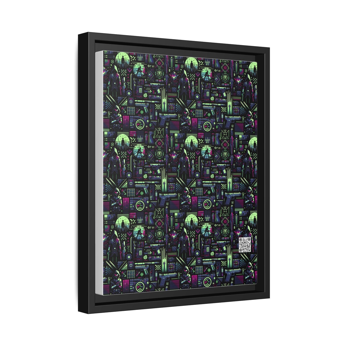 Tech Noir Futuristic Cyberpunk Matte Canvas, Framed (multi-Color) - 8404 Design-63 A