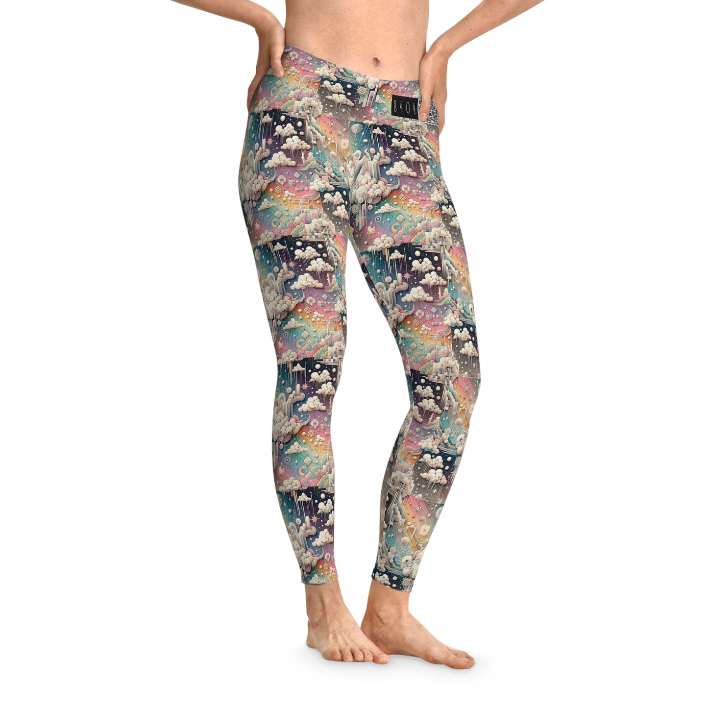 Digital Dreamland Whimsical and Nostalgic Streetwear With a Digital Twist Stretch Leggings - 8404 Design-52