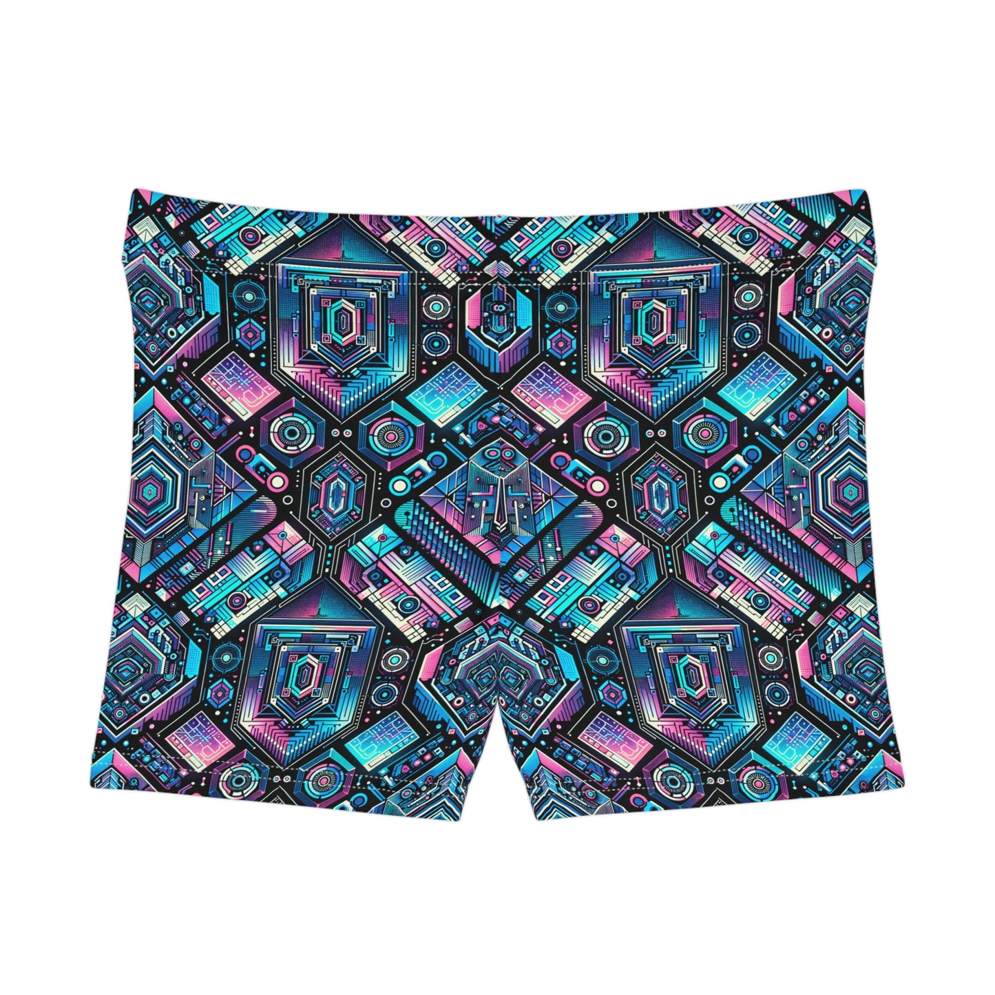 Digital Dreamland Futuristic Tech Aesthetic Women's Shorts - 8404 Design-46