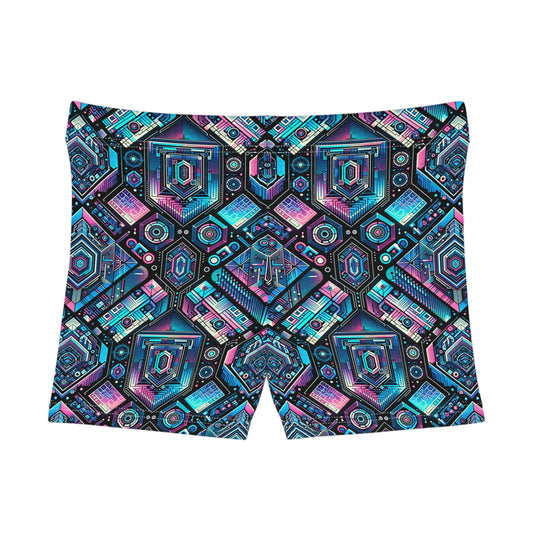 Digital Dreamland Futuristic Tech Aesthetic Women's Shorts - 8404 Design-46