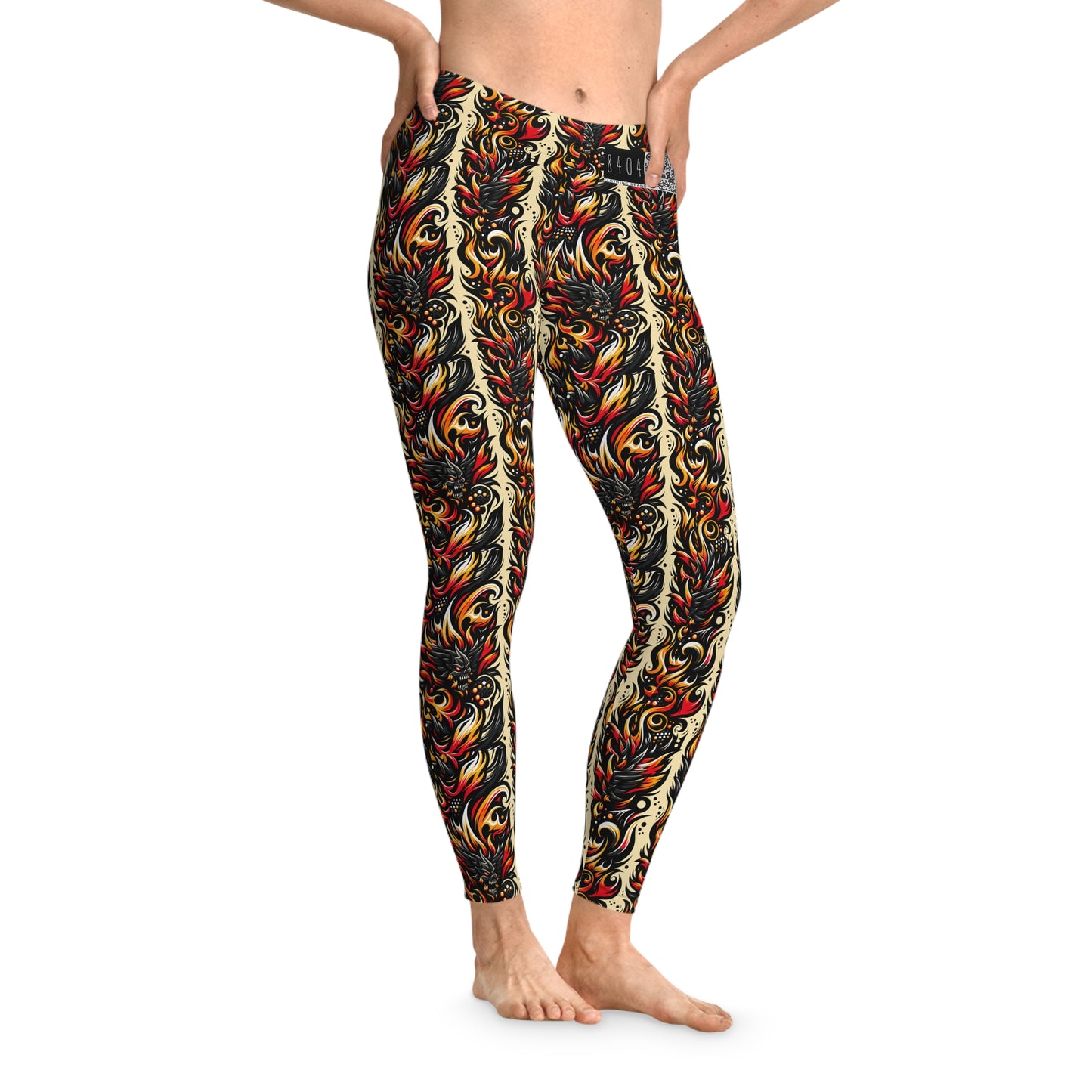 Flame Graphics Maximalist Streetwear Stretch Leggings - 8404 Design-65
