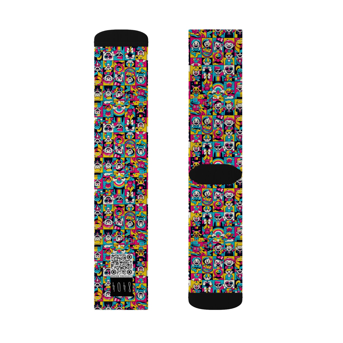 Neon Pop Playful Pop Culture Mashup Sublimation Socks - 8404 Design-60