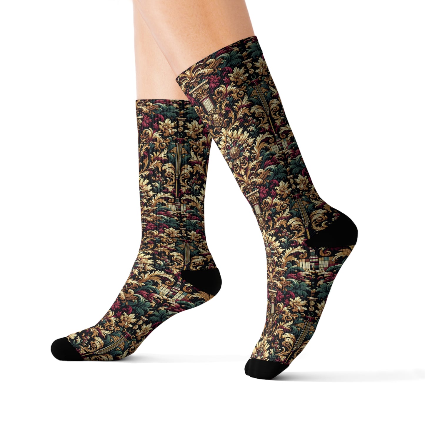 Digital Renaissance Modern Baroque Fusion Sublimation Socks - 8404 Design-57