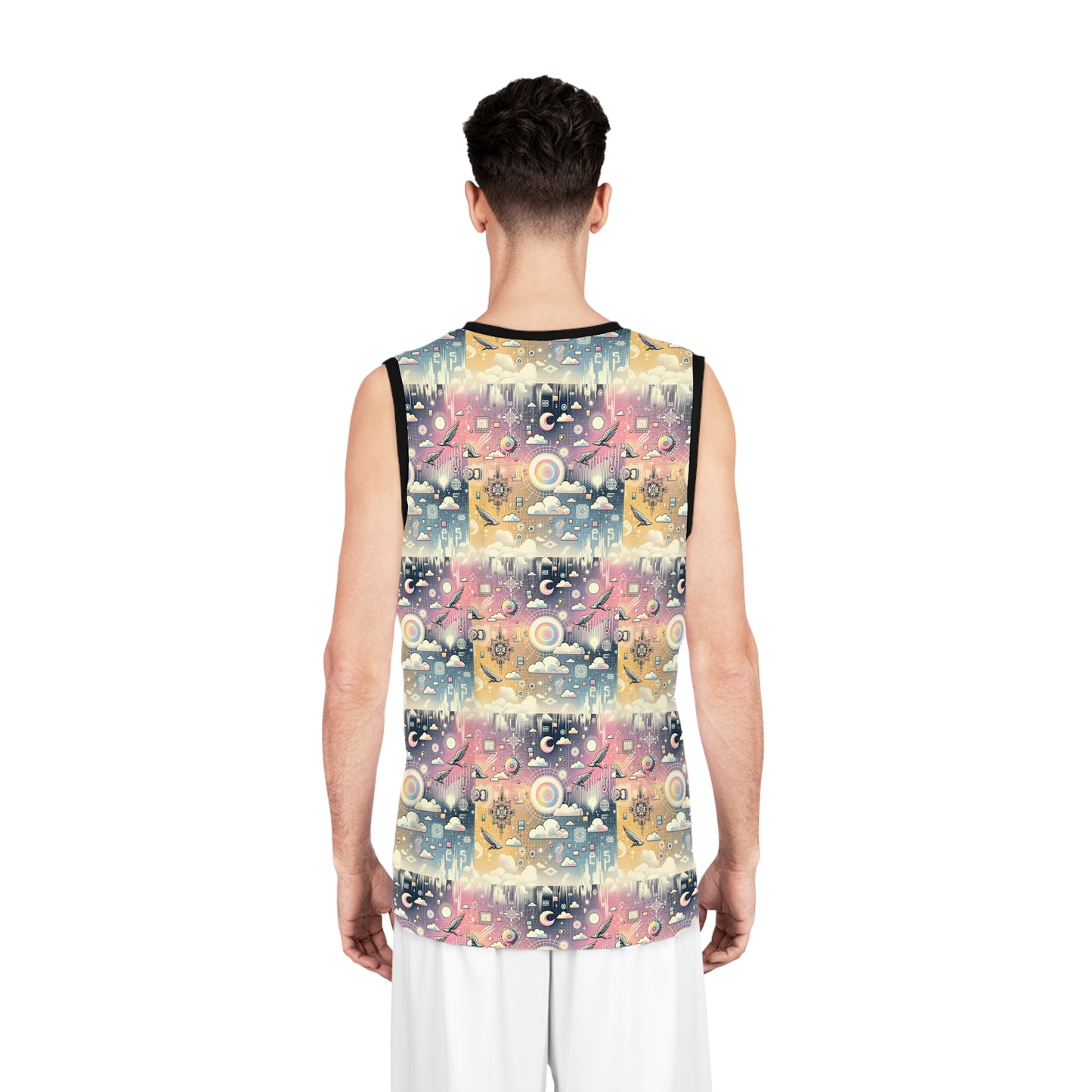 Digital Dreamland Whimsical and Nostalgic Streetwear With a Digital Twist Basketball Jersey - 8404 Design-69