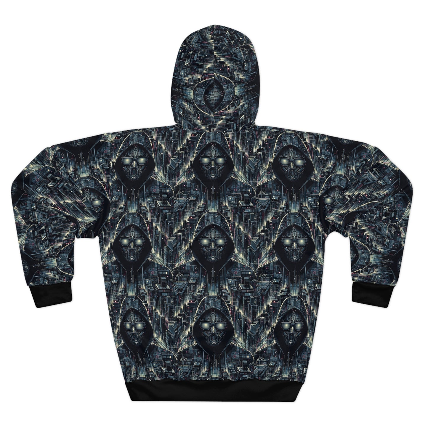 Tech Noir Aesthetics Sleek Tech Streetwear Pullover Hoodie - 8404 Design-56