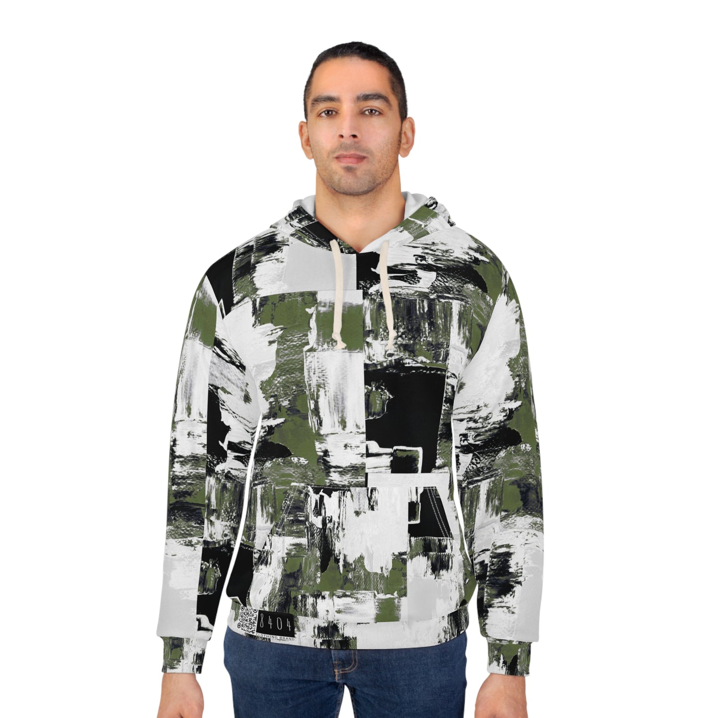 8404 Unisex Adult "green Camo Abstract" Fashion Pullover Hoodie