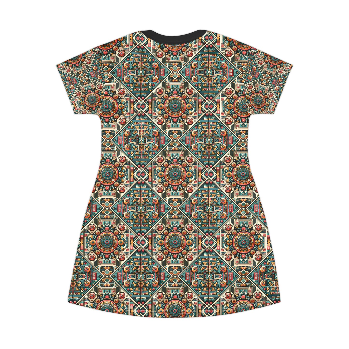 Cultural Fusion Tech Blend of Cultural Heritage With Tech-Inspired Elements T-Shirt Dress - 8404 Design-74