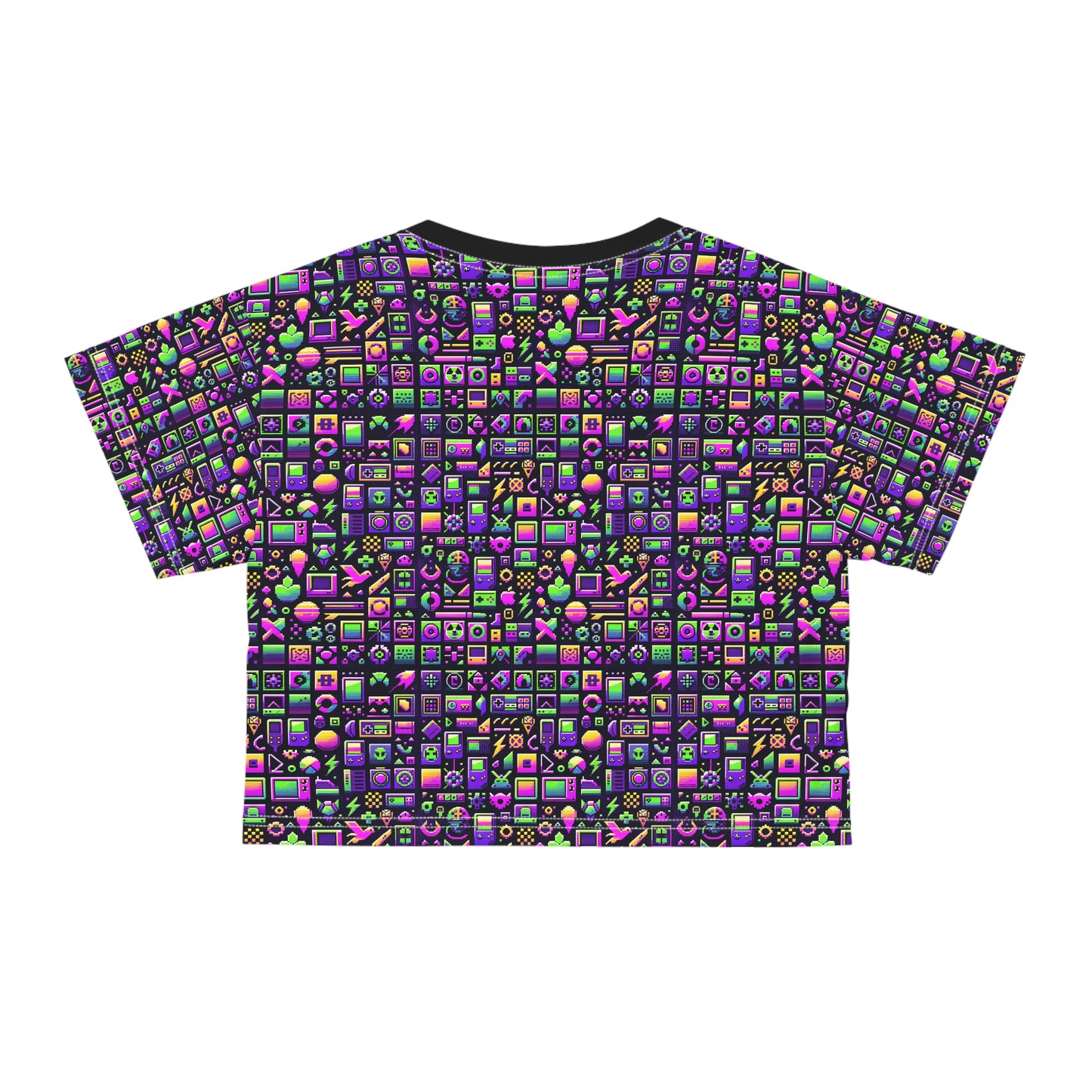 Digital Nostalgia Remix Modern Vintage Fusion Crop Tee - 8404 Design-49