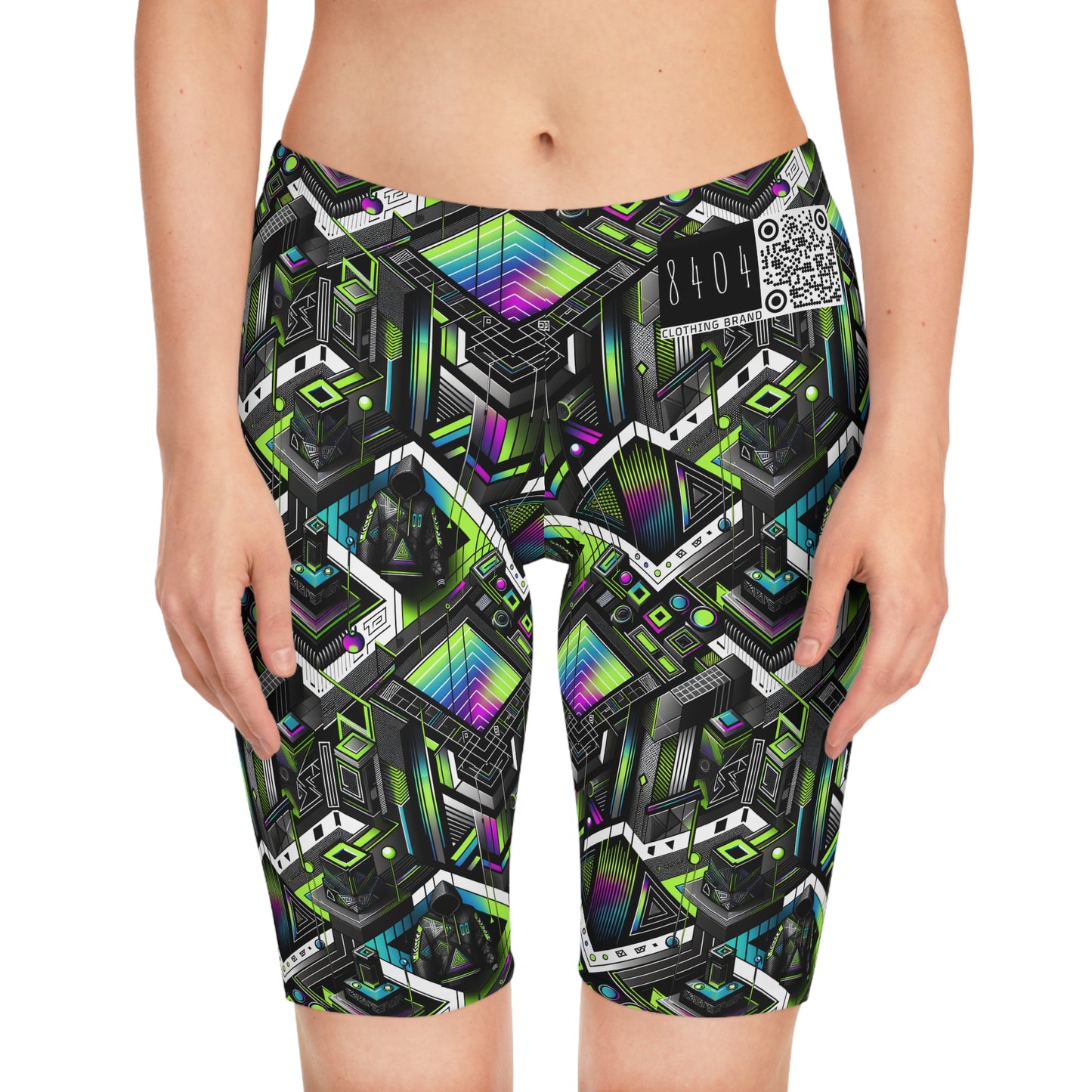 Retro Futurism Graphics Tech-Forward Streetwear Women's Bike Shorts - 8404 Design-52