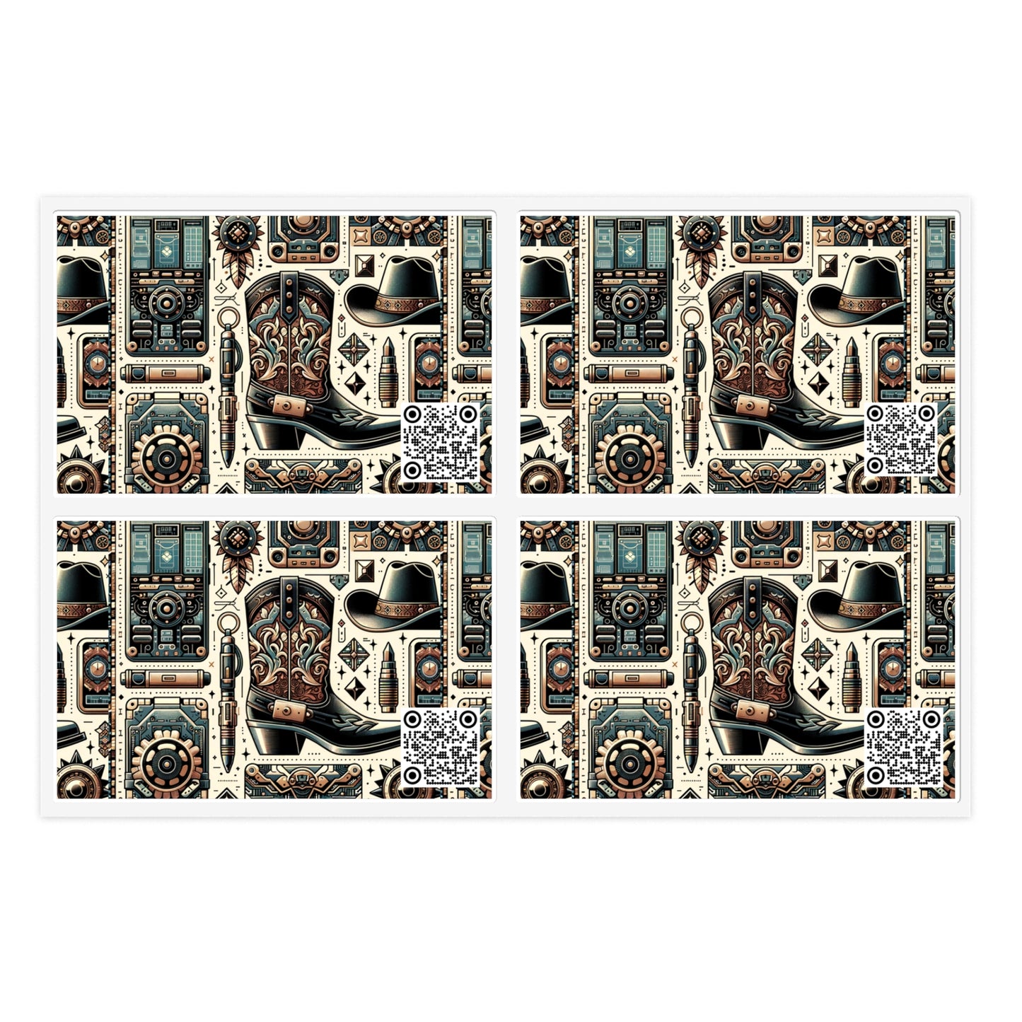 Digital Cowboy Chic Tech-Infused Western Fusion Sticker Sheets - 8404 Design-51