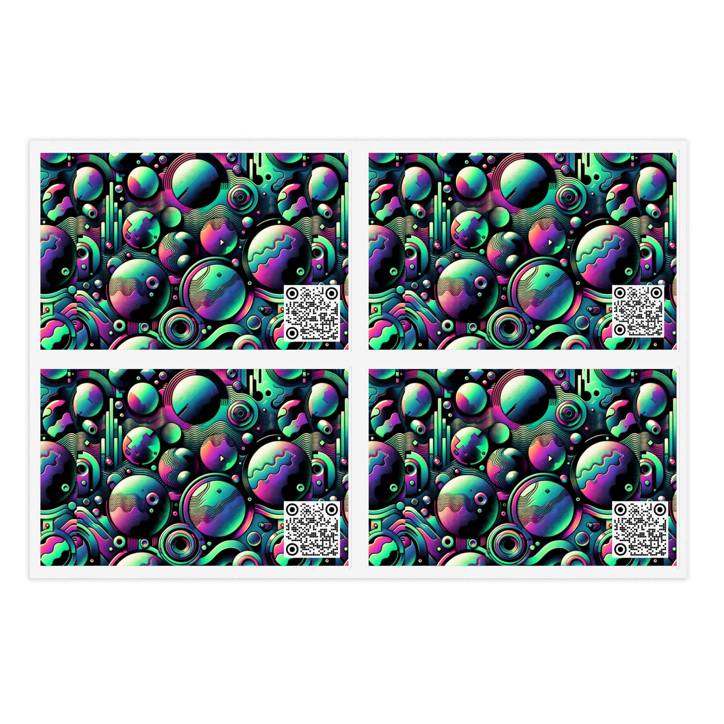 Tech-Tonal Graphics Tech-Forward Streetwear Sticker Sheets - 8404 Design-56