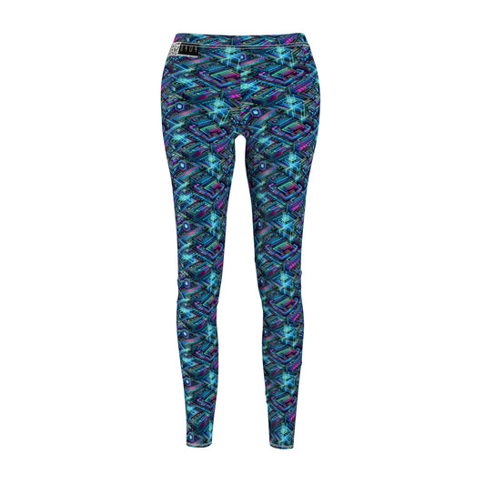 Digital Dreamland Futuristic Tech Aesthetic Women's Cut & Sew Casual Leggings - 8404 Design-42