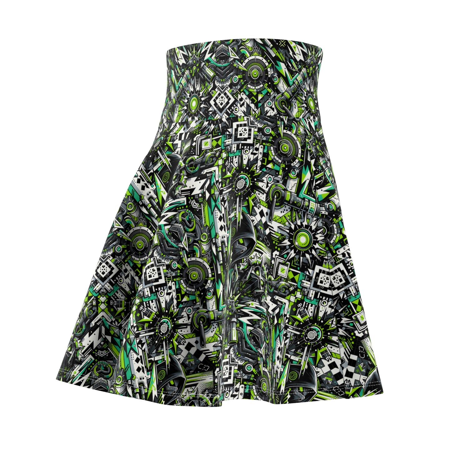 Graffiti Tech Fusion Bold Streetwear Fusion Women's Skater Skirt - 8404 Design-50