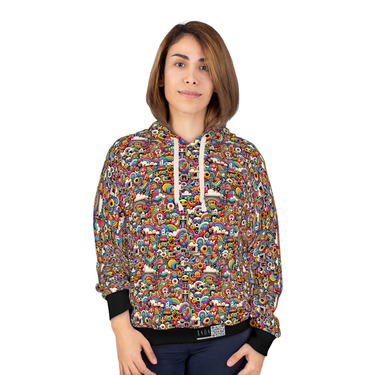 Neon Pop Playful Pop Culture Mashup Pullover Hoodie - 8404 Design-62