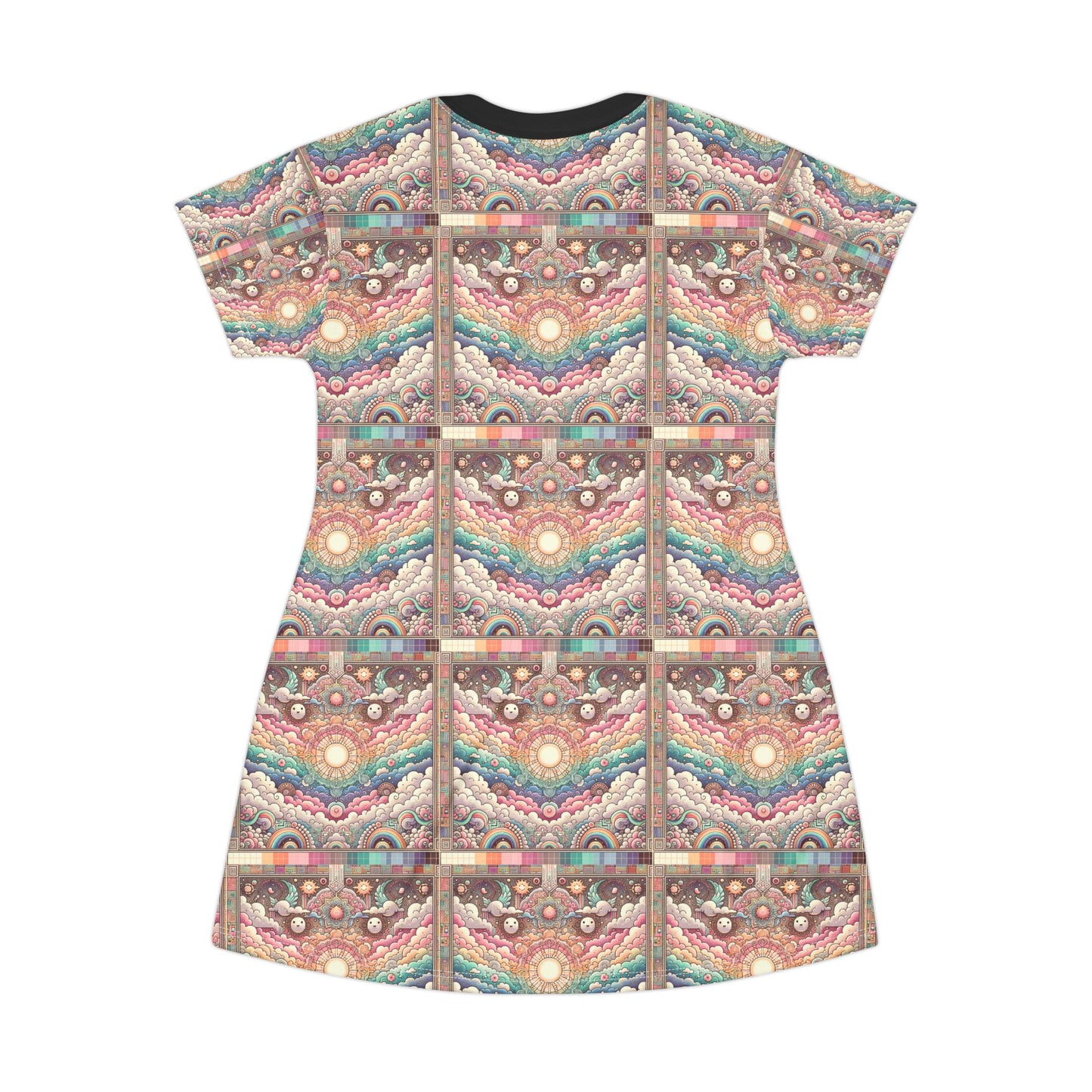 Digital Dreamland Whimsical and Nostalgic Streetwear With a Digital Twist T-Shirt Dress - 8404 Design-56